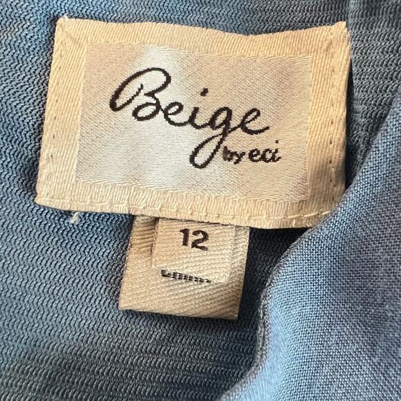 Beige by eci Blue Eyelet Floral Embroidered Fit and Flare Midi Sundress Size 12 - Picture 8 of 8